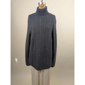 gorgeous slouchy italian grey herringbone wool turtleneck sweater